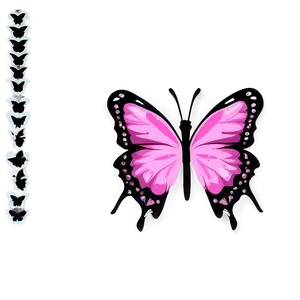 Pink Butterfly With Black Outline PNG 05232024