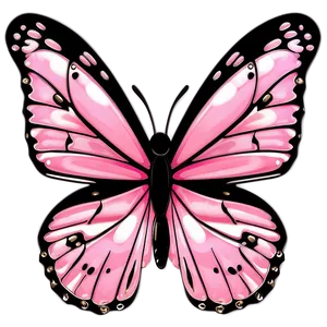 Pink Butterfly With Black Outline PNG 72