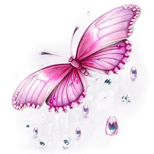 Pink Butterfly With Dew Drops PNG 5