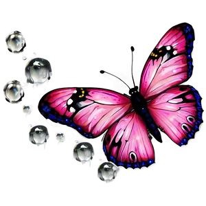 Pink Butterfly With Dew Drops PNG Kjj69