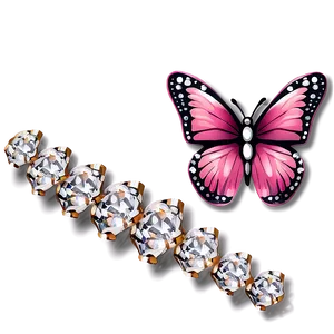 Pink Butterfly With Diamonds PNG 05232024