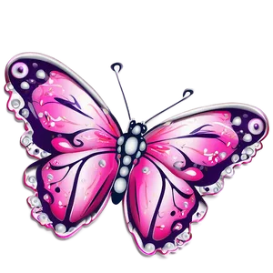 Pink Butterfly With Floral Elements PNG 05232024