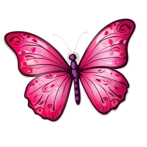 Pink Butterfly With Floral Elements PNG 57