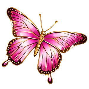Pink Butterfly With Golden Edges PNG 57 PNG