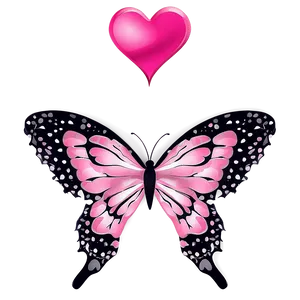 Pink Butterfly With Heart Details PNG 05232024