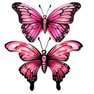 Pink Butterfly With Heart Details PNG 78