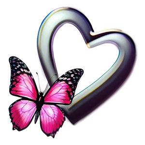 Pink Butterfly With Heart Details PNG Pnx