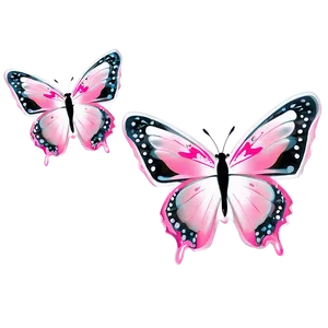 Pink Butterfly With Heart Details PNG Wck