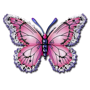 Pink Butterfly With Lace Wings PNG 05232024 PNG