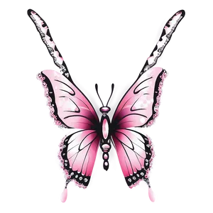 Pink Butterfly With Lace Wings PNG Qbp PNG
