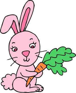 Pink Cartoon Bunnywith Carrot PNG image