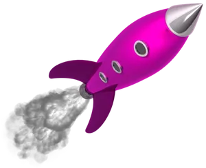 Pink Cartoon Rocket In Flight PNG image