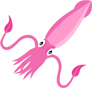 Pink Cartoon Squid Illustration PNG image