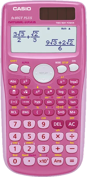 Pink Casio Scientific Calculator F X85 G T P L U S PNG image