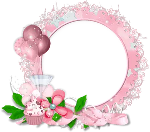 Pink Celebratory Photo Frame PNG image