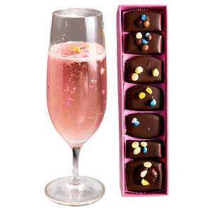 Pink Champagne With Chocolates Png Cij98 PNG image