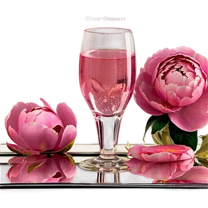 Pink Champagne With Pink Peonies Png 06292024 PNG image