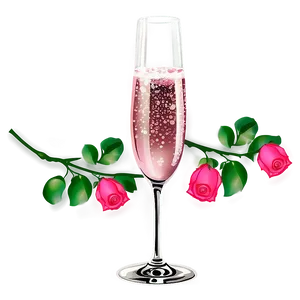 Pink Champagne With Roses Png Dxq67 PNG image