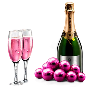 Pink Champagne With Silver Decor PNG Hxr