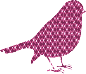 Pink Checkered Bird Silhouette