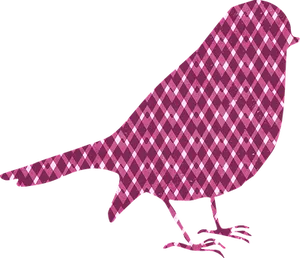 Pink Checkered Bird Silhouette PNG image