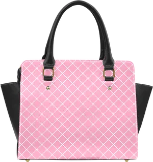 Pink Checkered Tote Handbag PNG image
