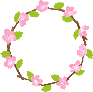 Pink Cherry Blossom Wreath PNG image