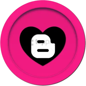 Pink Circle Black Heart Icon PNG