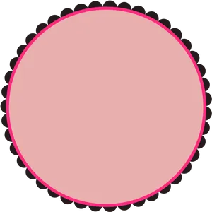Pink Circle Black Scalloped Edge Frame PNG image