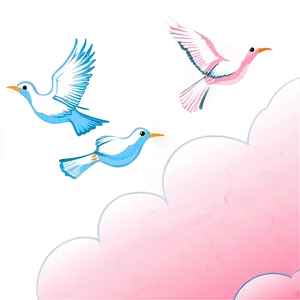 Pink Cloud With Birds Flying PNG Ynd75