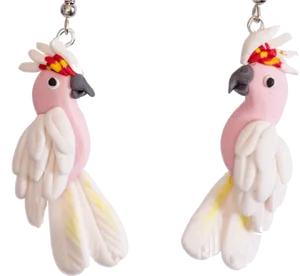 Pink Cockatoo Earrings PNG image