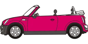 Pink Convertible Cartoon Car