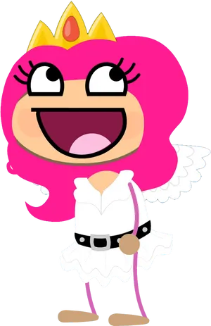 Pink Crowned Cartoon Character PNG image