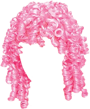 Pink Curly Wig Isolated PNG image