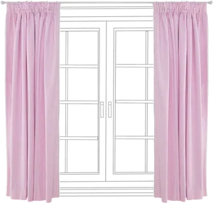 Pink Curtains French Doors PNG image