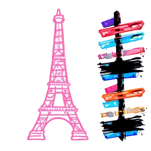 Pink Eiffel Tower Art Png 25 PNG image