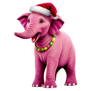 Pink Elephant Celebrating Christmas PNG 89
