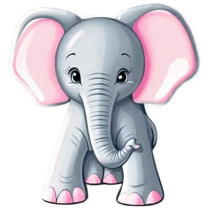 Pink Elephant Nursery Art Png Nxf70 PNG image