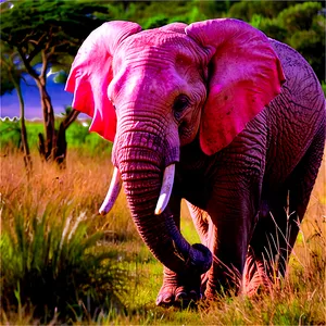 Pink Elephant Safari Adventure PNG 18