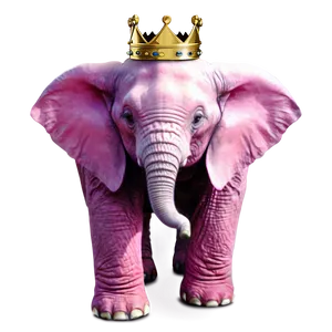 Pink Elephant With Crown PNG 89