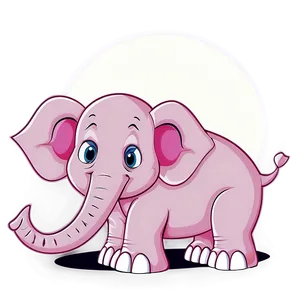 Pink Elephant With Moon PNG 56