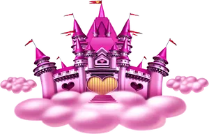 Pink Fantasy Castle Clouds PNG image