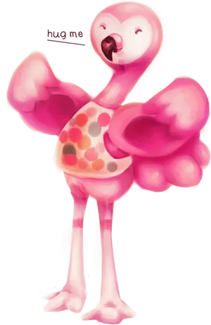 Pink Flamingo Character Hug Me PNG image