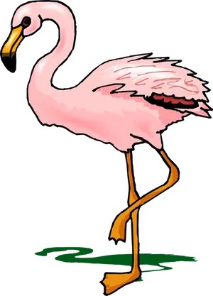 Pink Flamingo Standing One Leg PNG image