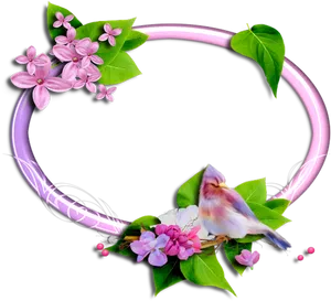Pink_ Floral_ Bird_ Frame PNG image