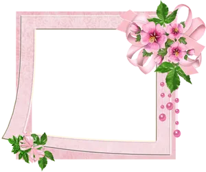 Pink Floral Decorative Border PNG image