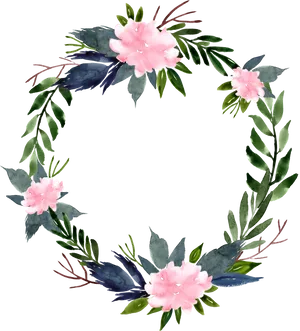 Pink_ Floral_ Watercolor_ Wreath PNG