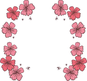 Pink Floral Wedding Border Design PNG image