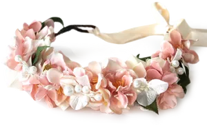 Pink Floral Wreathwith Pearlsand Ribbon PNG image