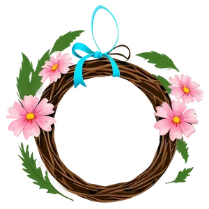 Pink Flower Wreath PNG 05242024